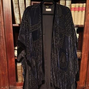 Free People Black Velvet Cape with Intricate Patterns